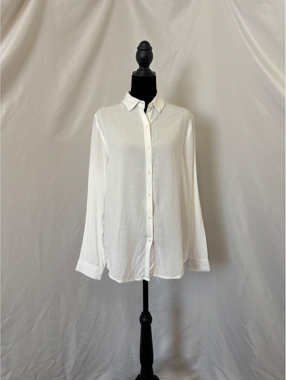 Cotton On White Long Sleeve Button Down Blouse Shirt Small Minimalist Classic